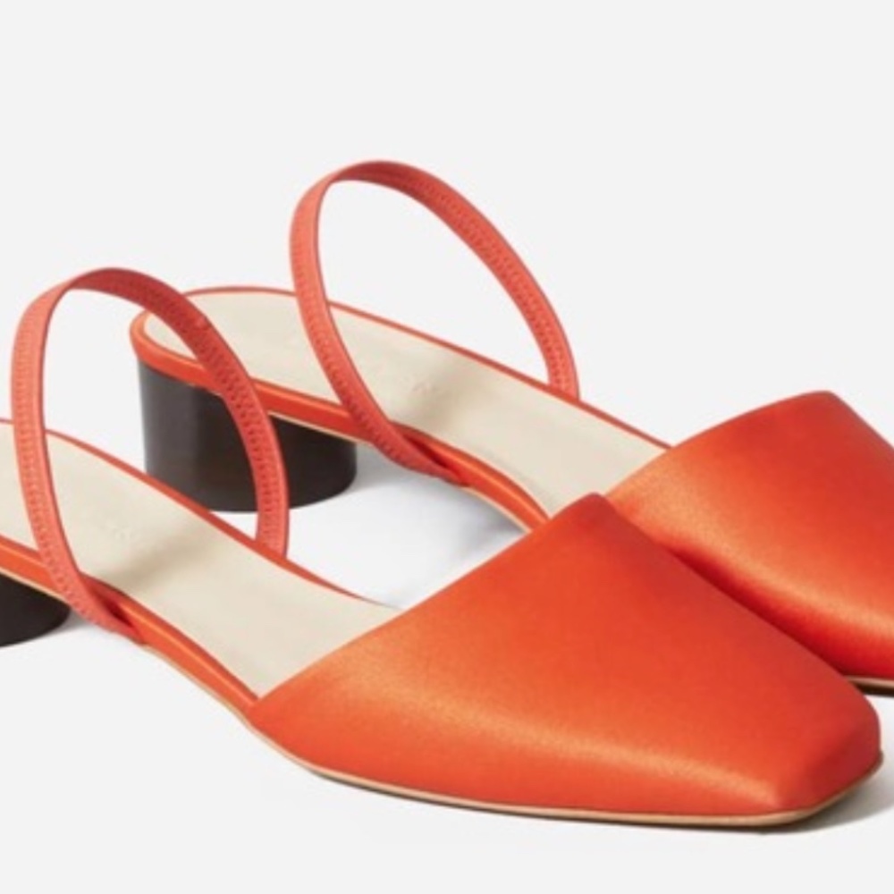 EVERLANE Tapered Square Toe Slingback Flats in Siren Red Size US 8.5